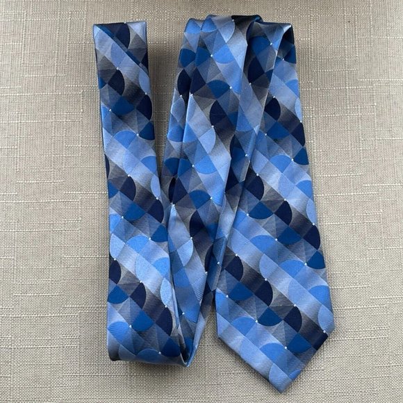 Van Heusen Men Tie Blue Tone Necktie 100% Silk Classic Tie - Picture 4 of 11